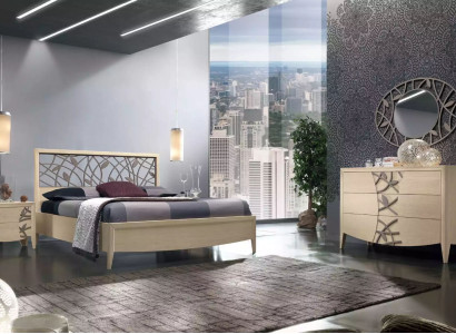 Bedroom Set Complete Bed 2x Bedside table Chest of drawers 5 pieces new beige